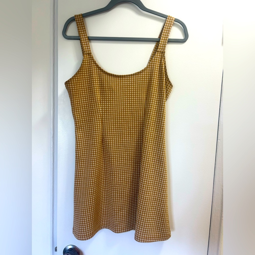 gingham yellow mini dress